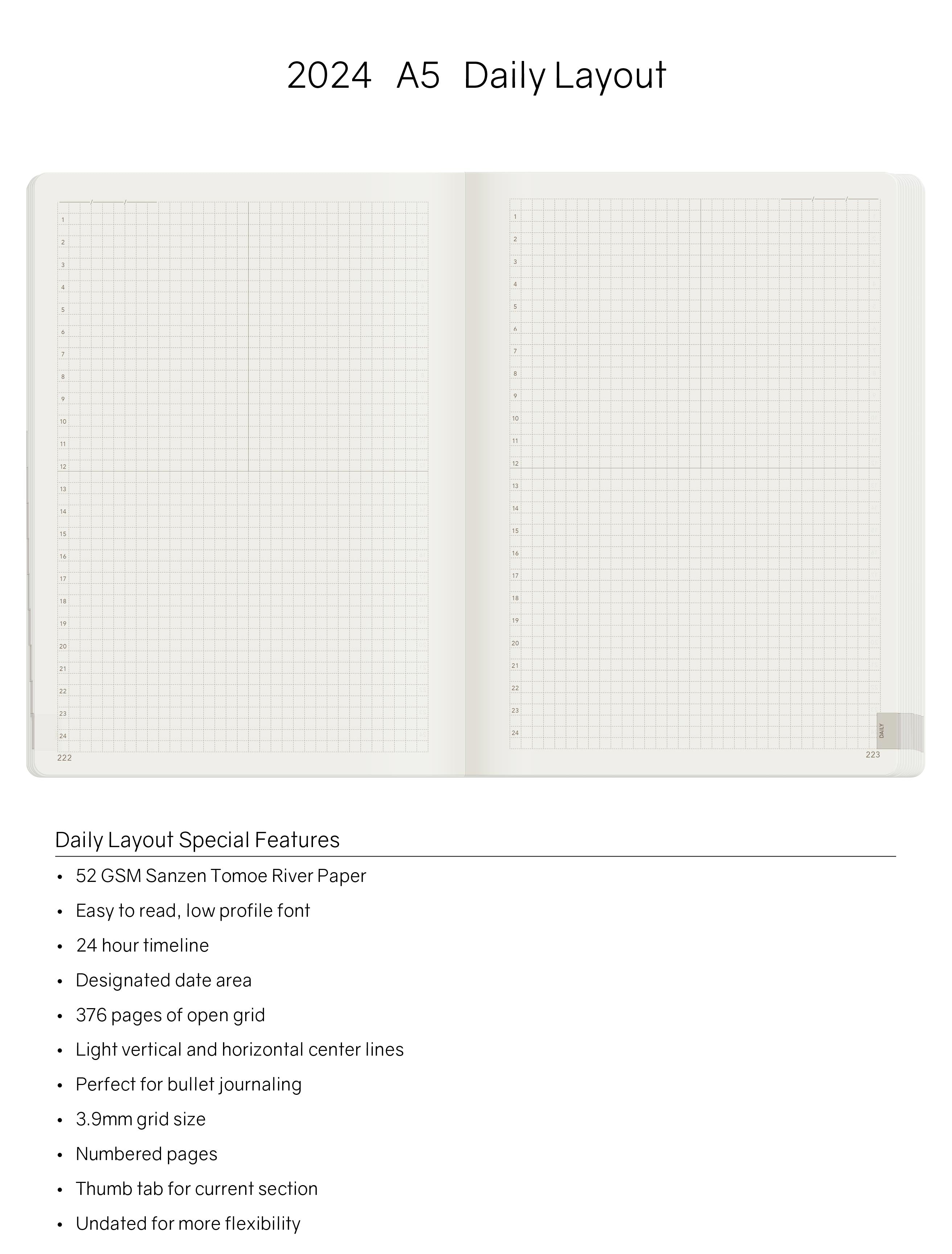 2024 A5 Weekly Planner -Wild Berry (Bordeaux)- 52gsm Tomoe River Paper (All in One Unstacked)