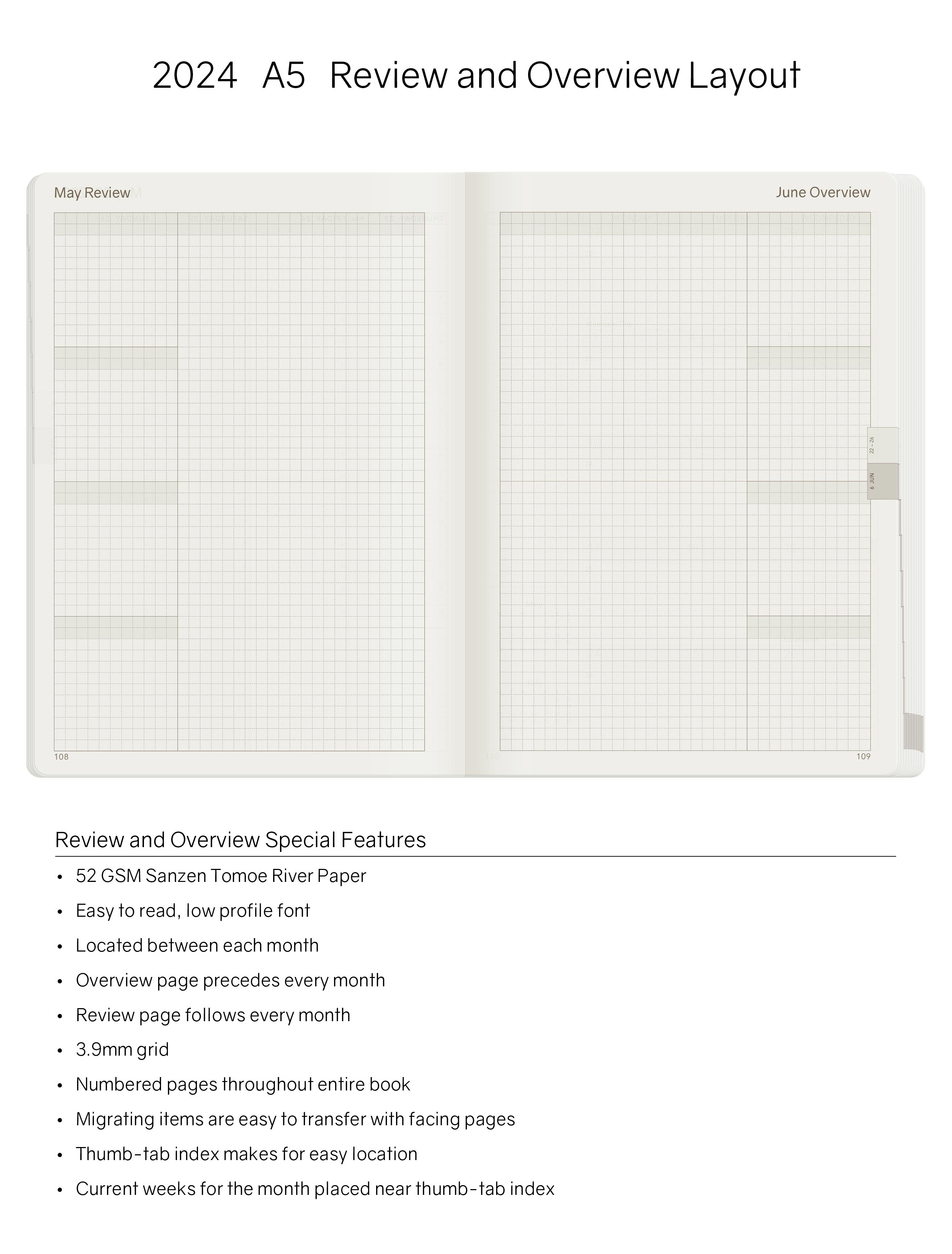 2024 A5 Weekly Planner -Wild Berry (Bordeaux)- 52gsm Tomoe River Paper (All in One Unstacked)