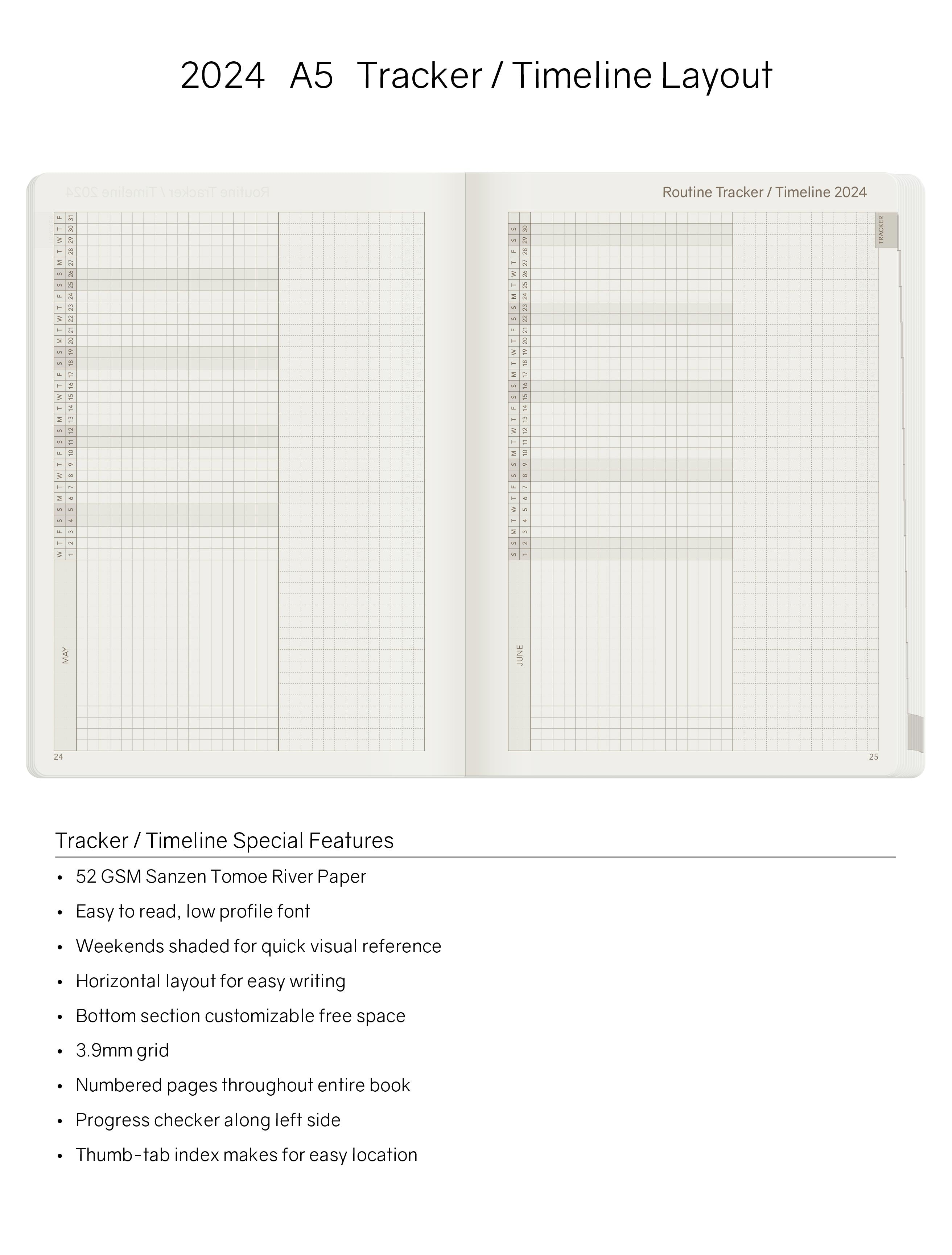2024 A5 Weekly Planner -Alpine Lake (Blue)- 52gsm Tomoe River Paper (All in One Unstacked)