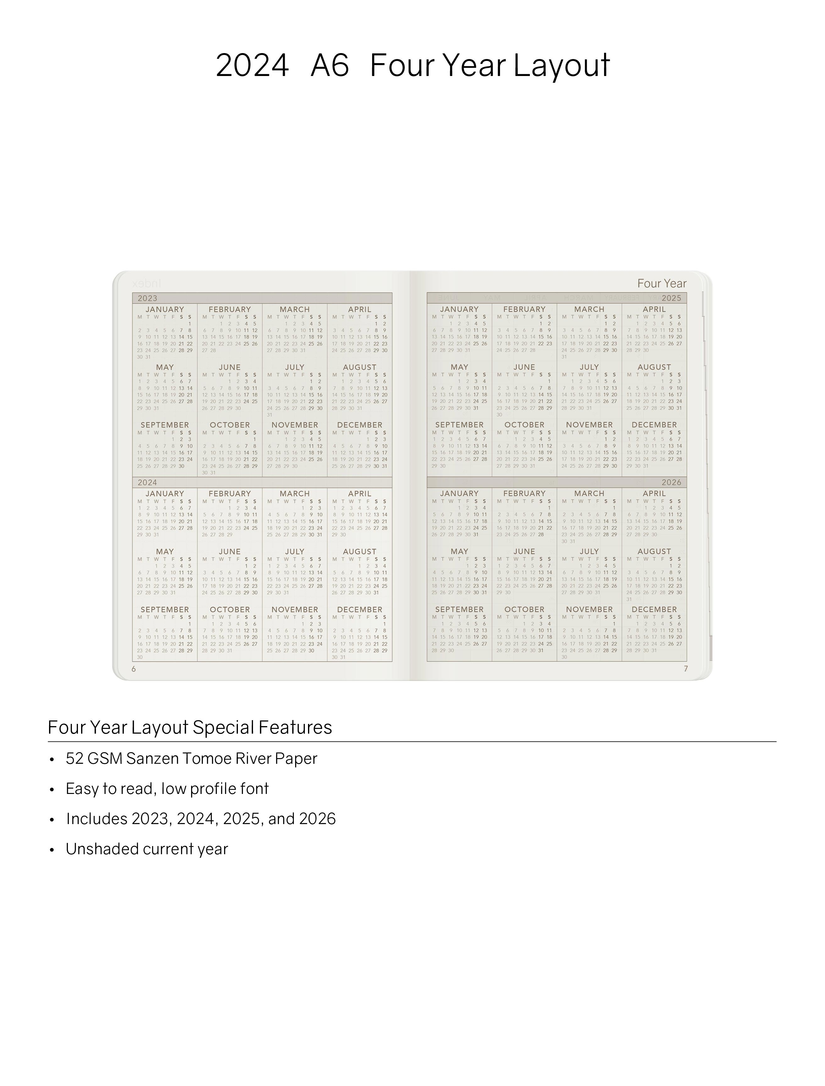 2024 A6 Weekly Planner - Evergreen (Dark Green)- 52gsm Tomoe River Paper (Stacked Weekends)