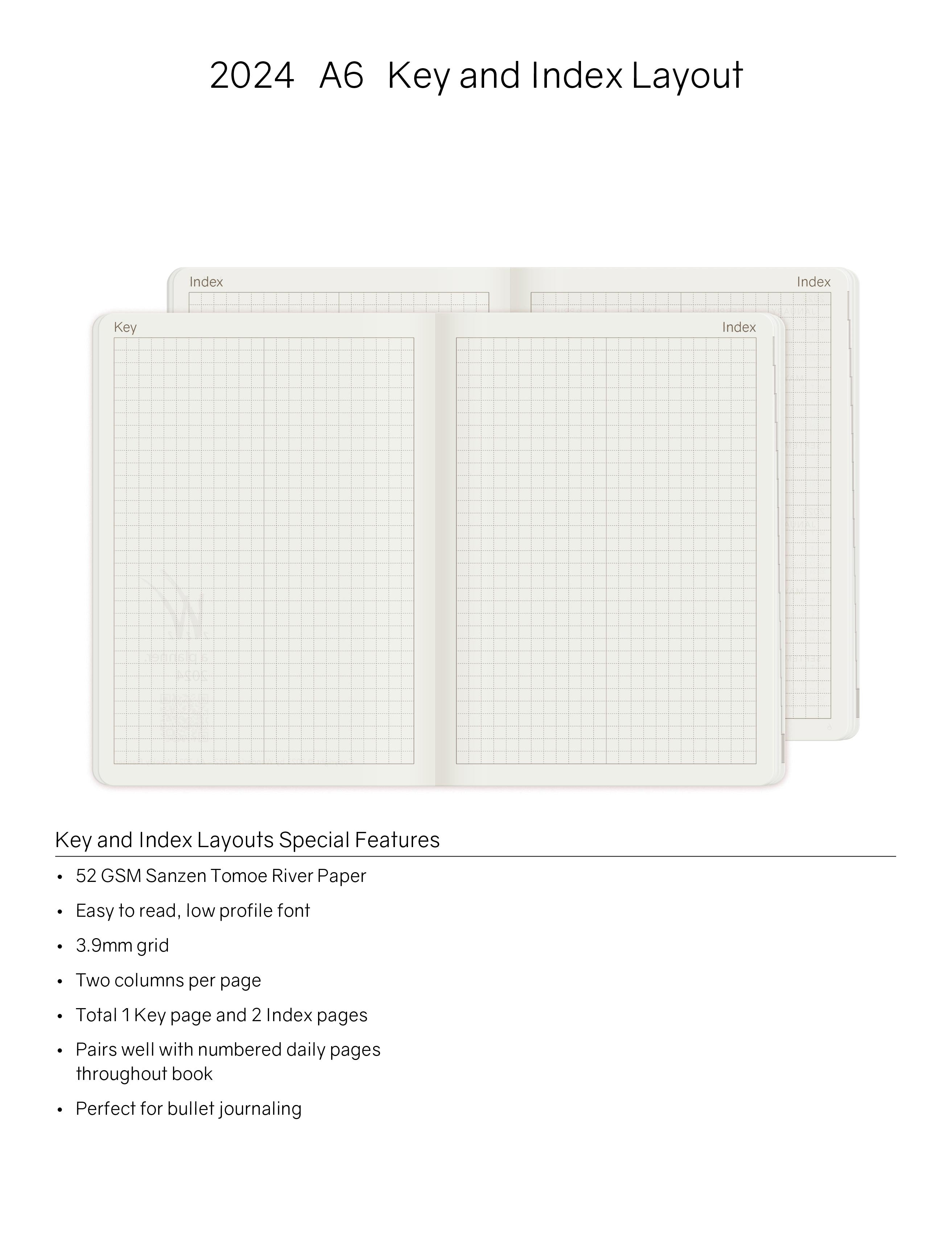 2024 A6 Weekly Planner - Evergreen (Dark Green)- 52gsm Tomoe River Paper (Stacked Weekends)