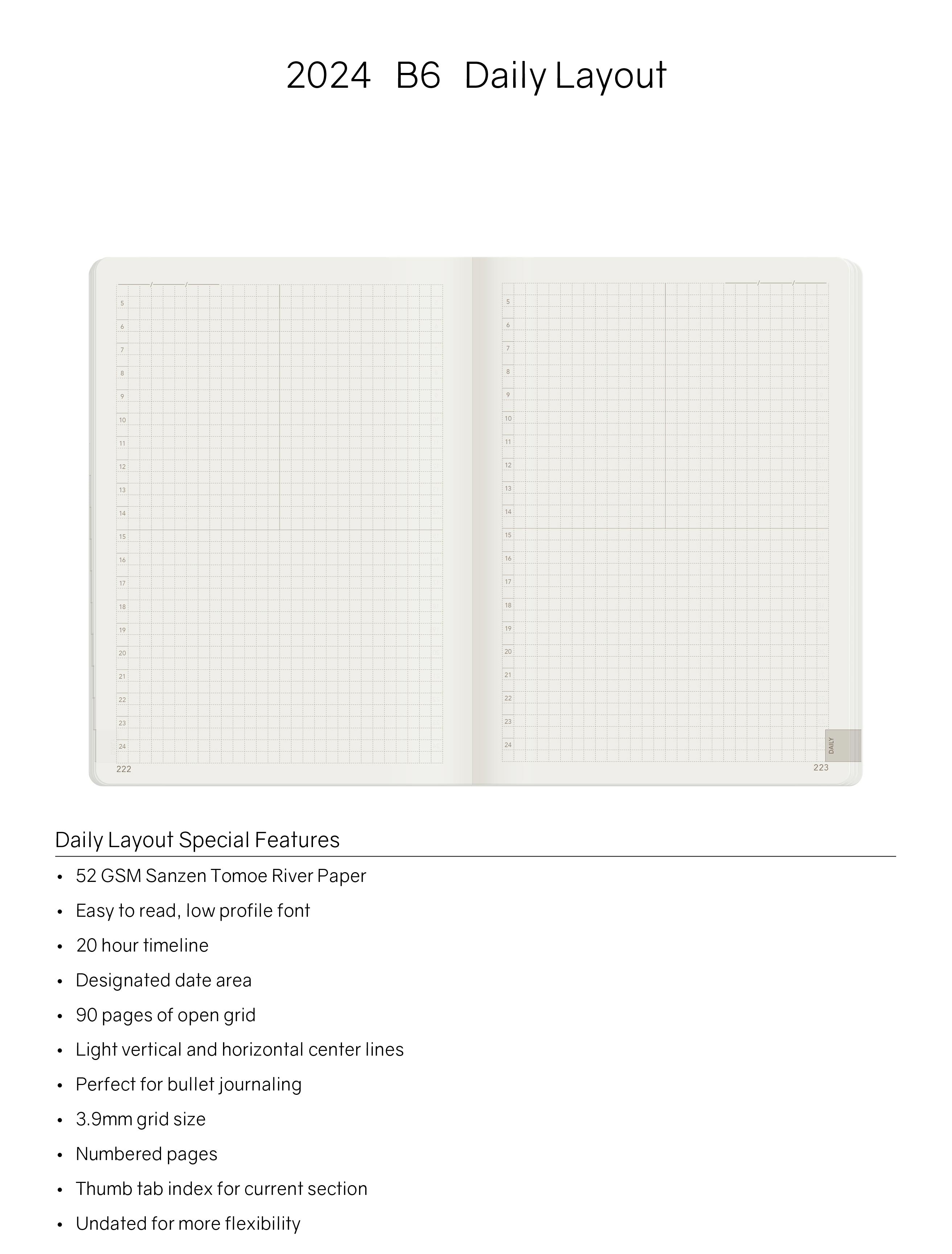 2024 B6 Weekly Planner - Alpine Lake (Blue) - 52gsm Tomoe River Paper (Stacked Weekends)