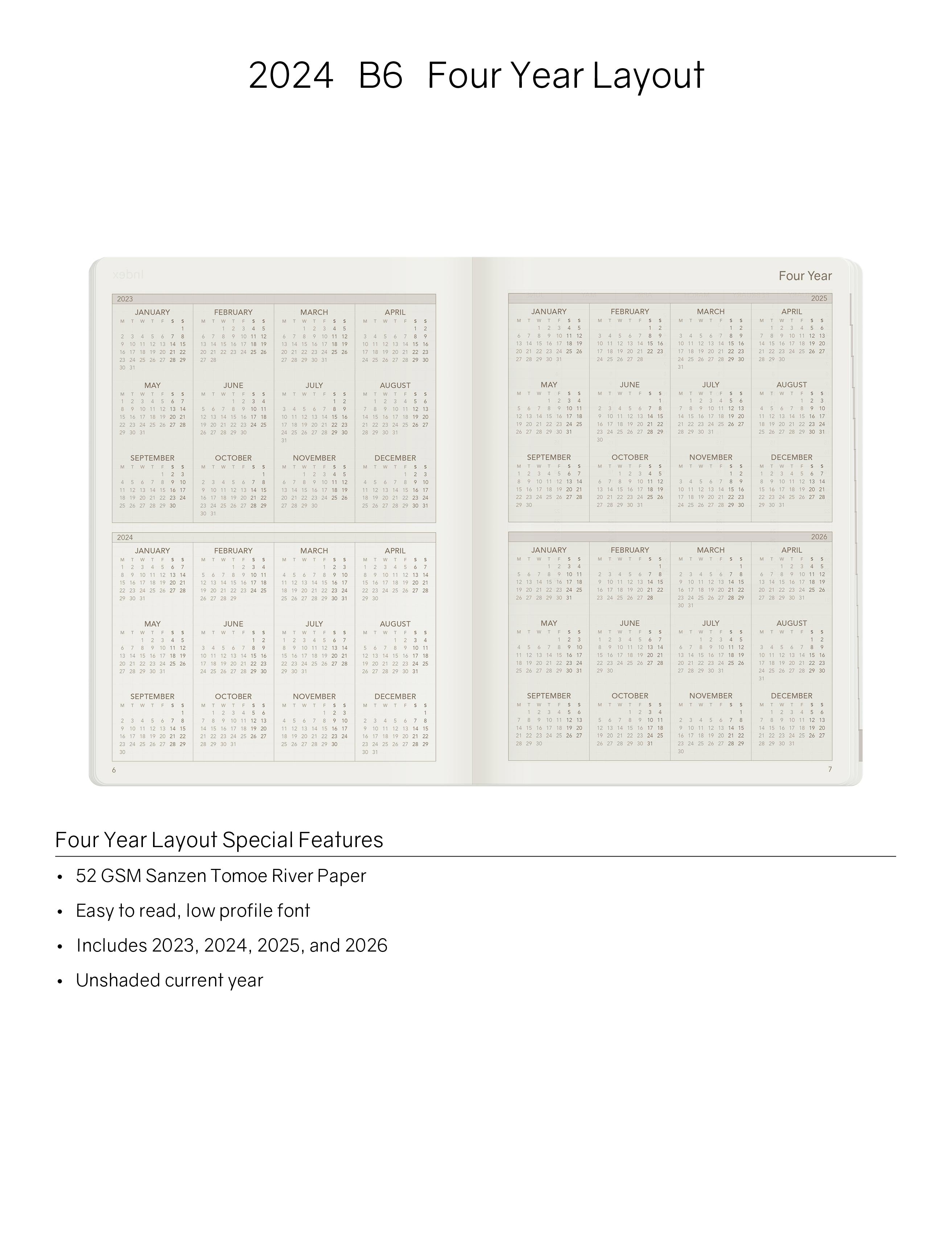 2024 B6 Weekly Planner - Midnight Sky (Black) - 52gsm Tomoe River Paper (Stacked Weekends)