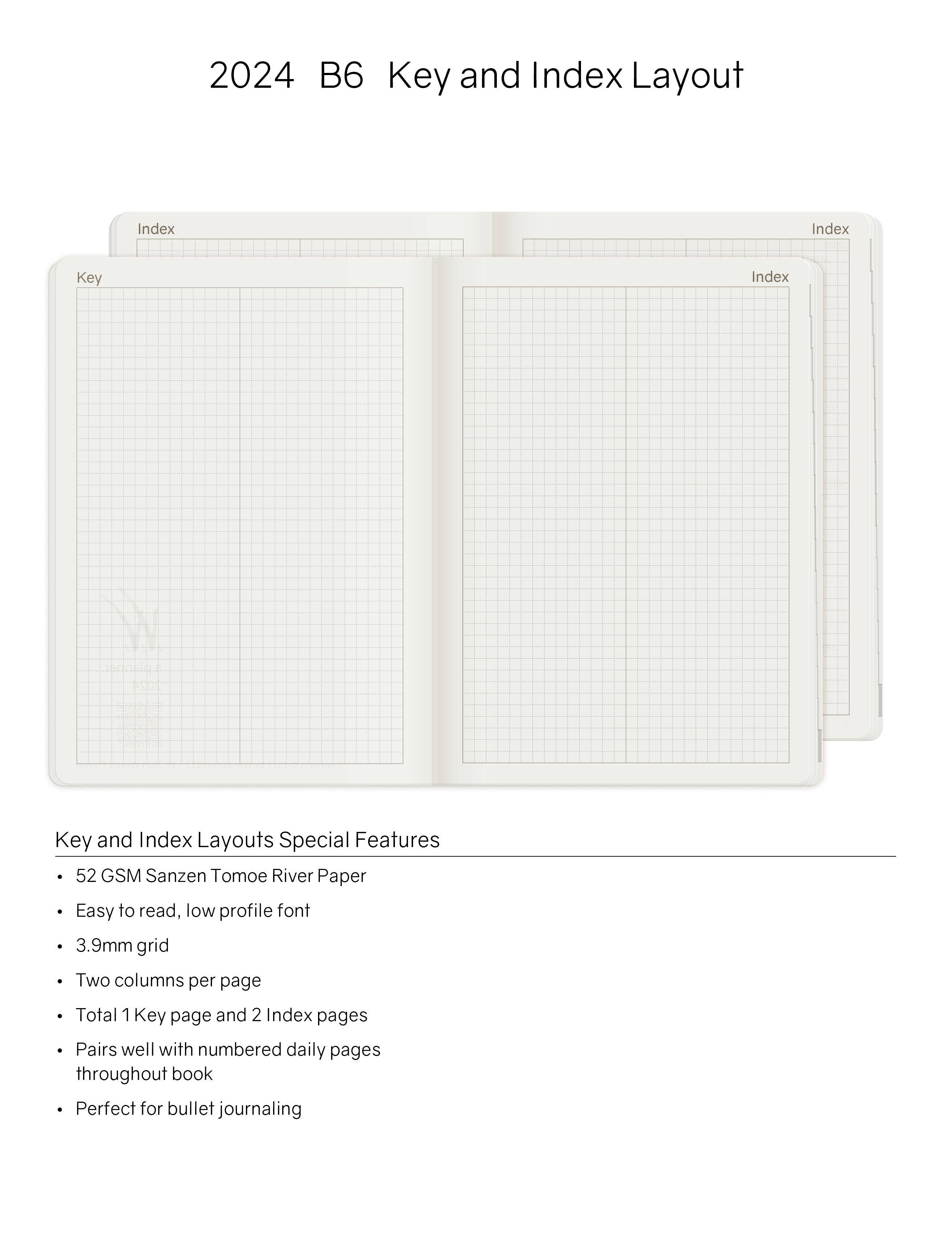 2024 B6 Weekly Planner - Midnight Sky (Black) - 52gsm Tomoe River Paper (Stacked Weekends)