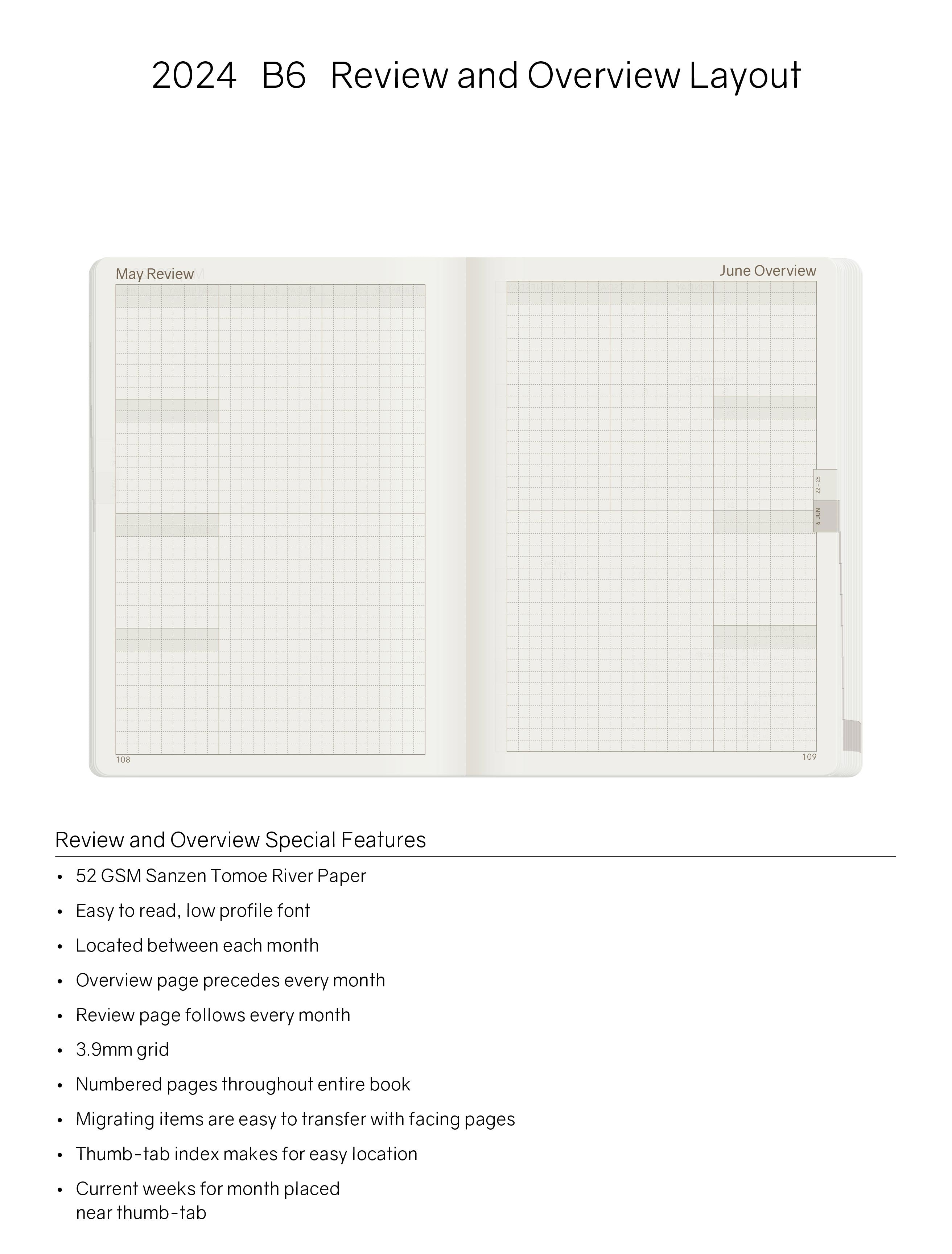 2024 B6 Weekly Planner -Evergreen (Dark Green) - 52gsm Tomoe River Paper (All in One)