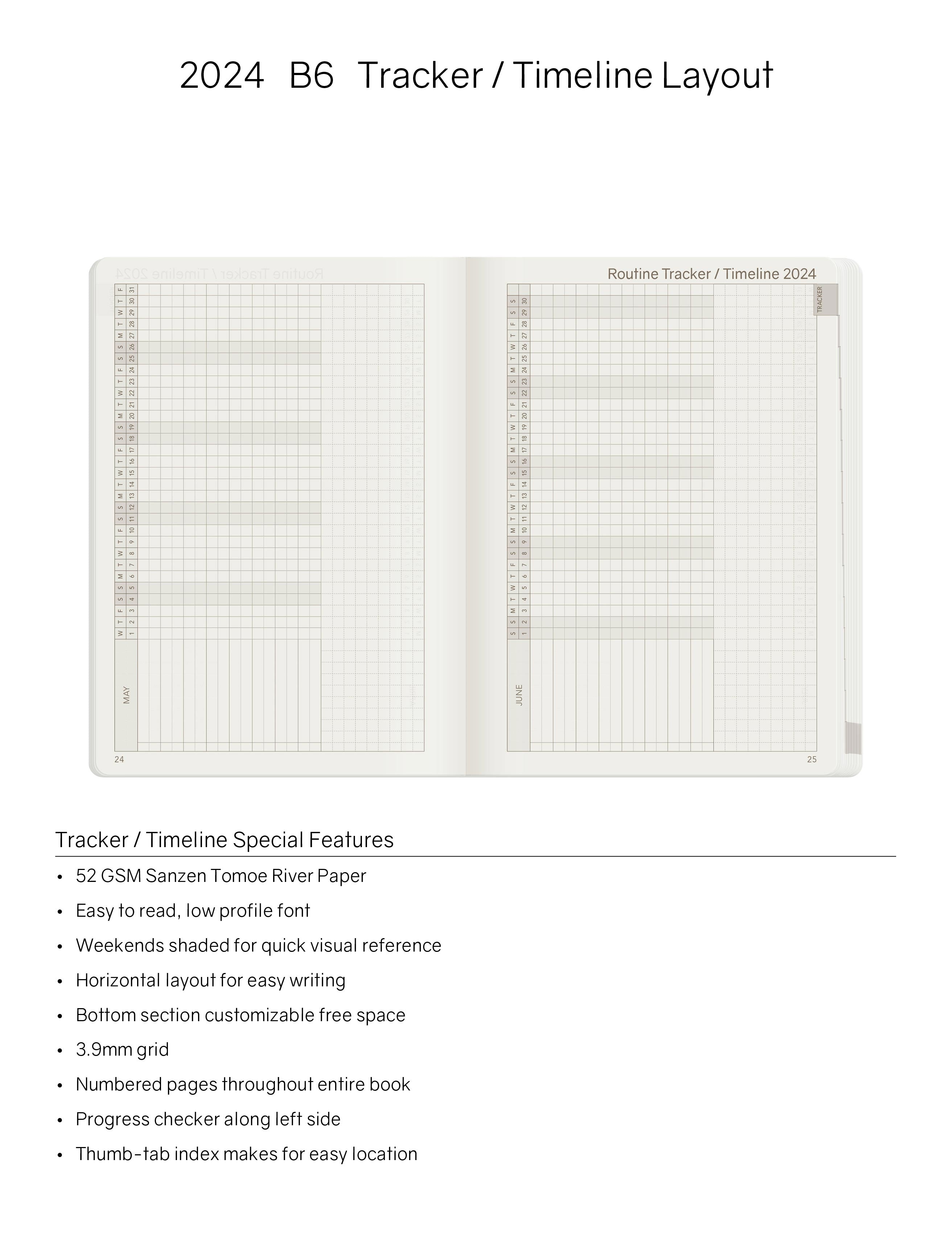 2024 B6 Weekly Planner -Evergreen (Dark Green) - 52gsm Tomoe River Paper (All in One)