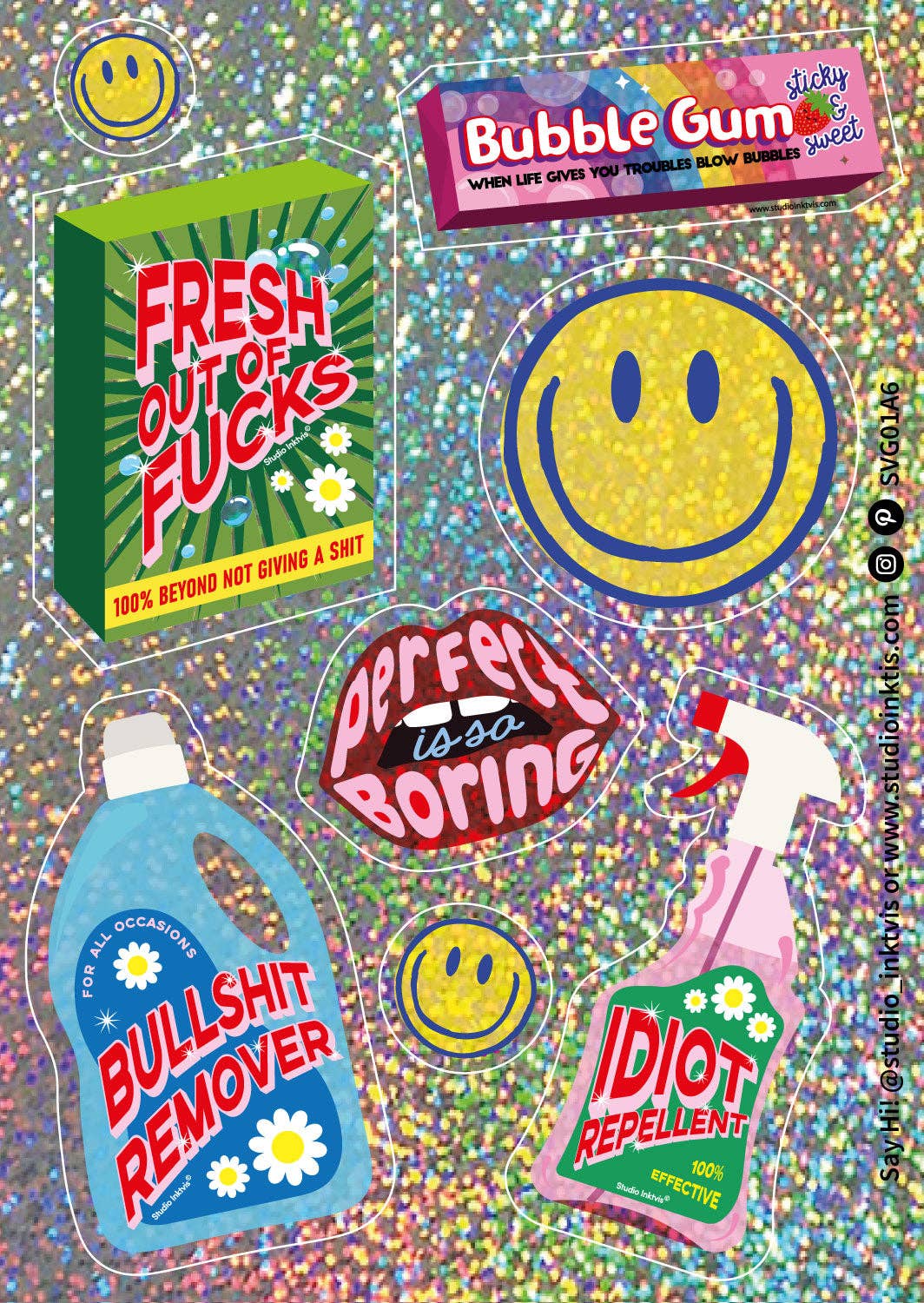 Glittertarra-arkki Smiley & Sarcastic Statements