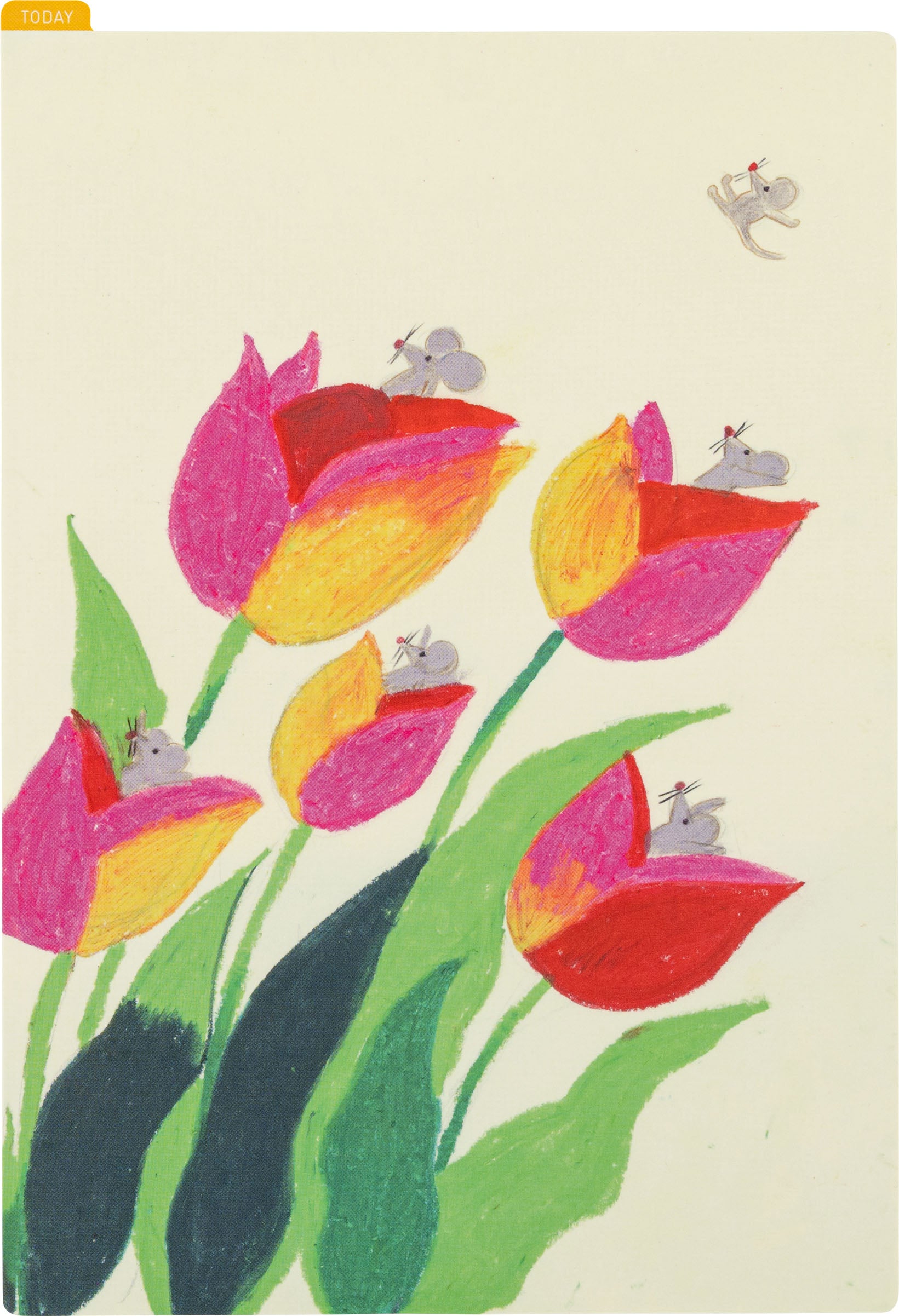 Hobonichi Pencil Board for A5 Size Keiko Shibata - Swaying tulips This pencil board features an illustration created by Keiko Shibata. In this pencil board you can find mice in a tulip field playing in the wind.
