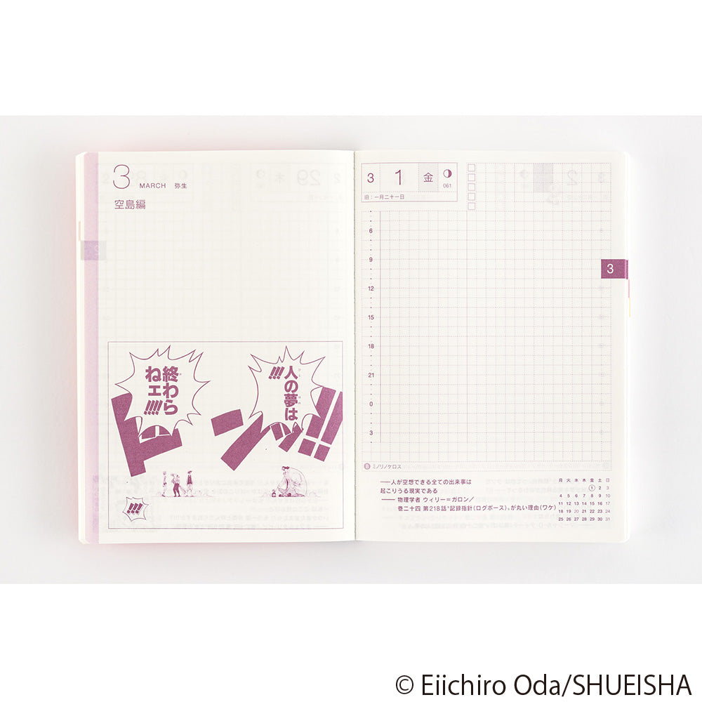 Hobonichi HON A6 2024 ONE PIECE magazine: Like the Sun JPN  The Hobonichi Techo HON has a hardcover design already attached to the book. HON has the same basic features as A6 original; one page for each day from January to December 2024, Monday start, daily quotes, lay-flat binding, amazing Tomoe River paper etc. 