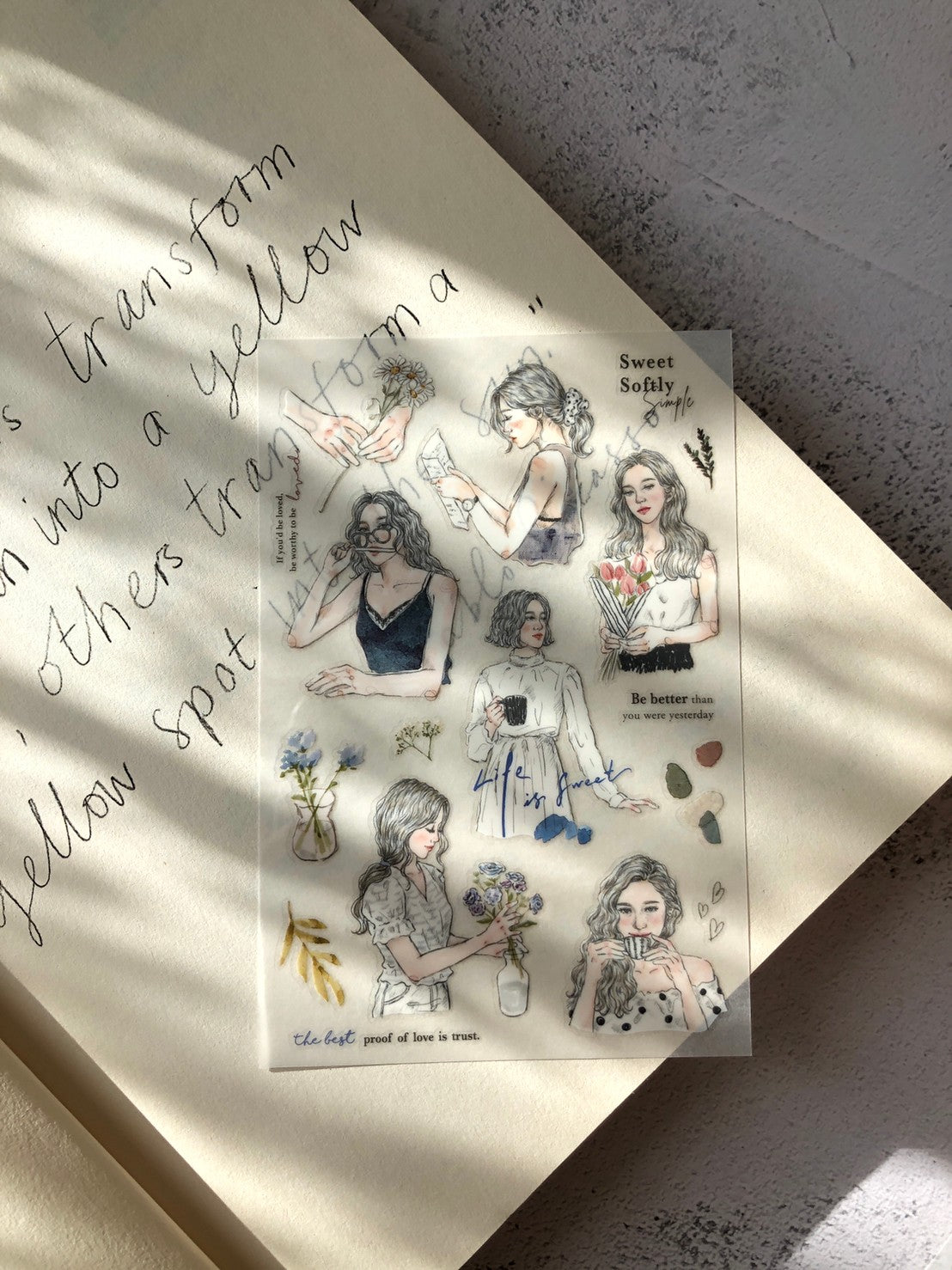 Sketch Girl Transfer Stickers - 2 sheets