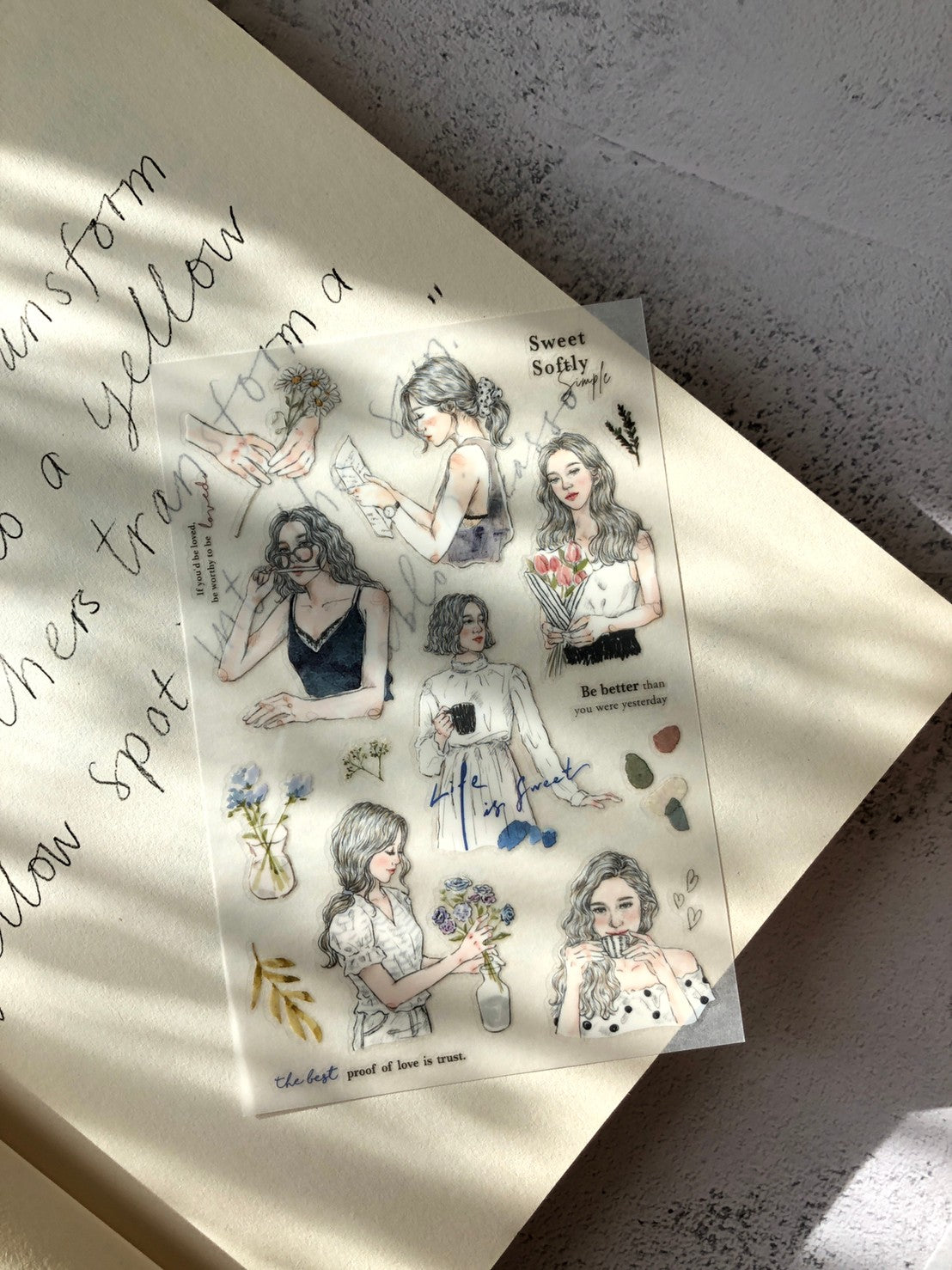 Sketch Girl Transfer Stickers - 2 sheets
