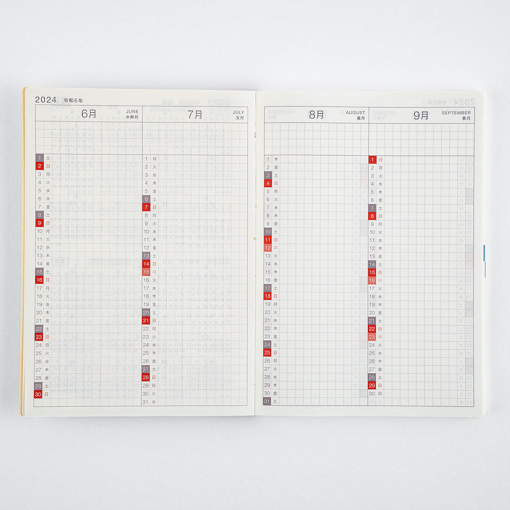 Hobonichi Techo Original Avec Books A6 Size 2024 / 6-Month x2 Book Set