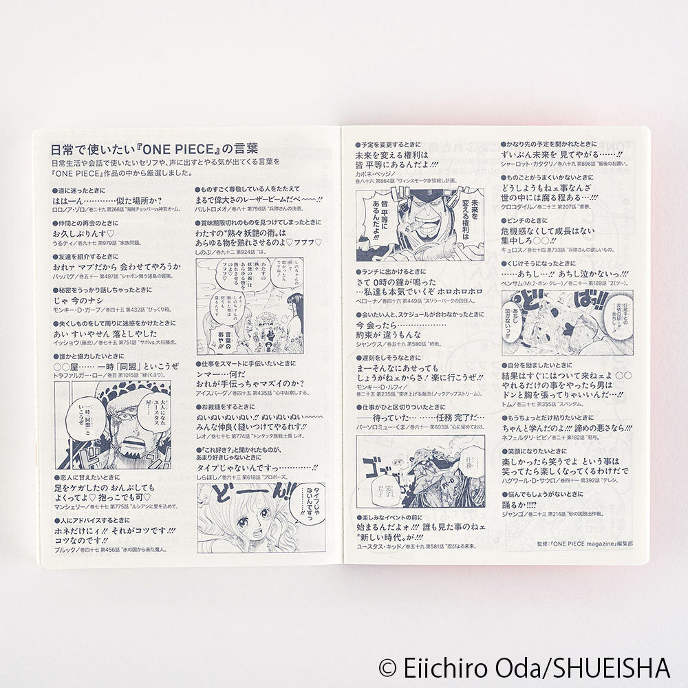 Hobonichi Techo A6 Original Book - One Piece Edition 2024 JPN Special edition in collaboration with manga One Piece. Hobonichi A6 Original is the Japanese edition of beloved Hobonichi techo A6 size planner. It has the same basic features as A6 planner; one page for each day from January to December 2024, Monday start, daily quotes, lay-flat binding, amazing Tomoe River paper etc.