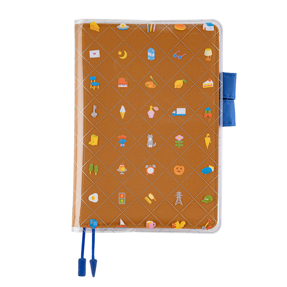 Hobonichi Kanako Kagaya: Cover on Cover for A5 Size (Familiar Sights) Cover on cover is a protective cover that can be used on top of your Hobonichi Cousin cloth covers to protect them from wear and tear. This product can not be used on top of the book only. You can also store illustrations under your cover on cover to boost your Hobonichi covers design. The design for “Familiar Sights” was created by designer and illustrator Kanako Kagaya.