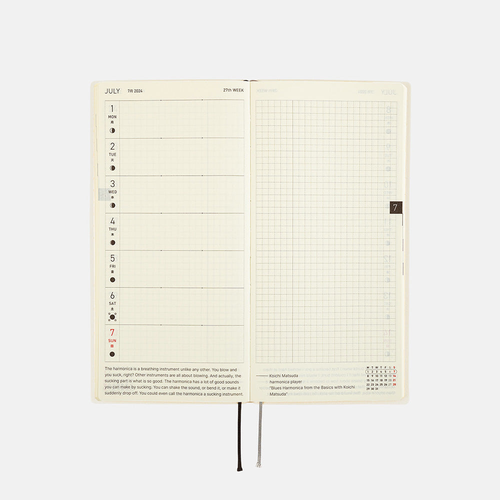 Hobonichi Weeks White Line: Ivory 2024 ENG
