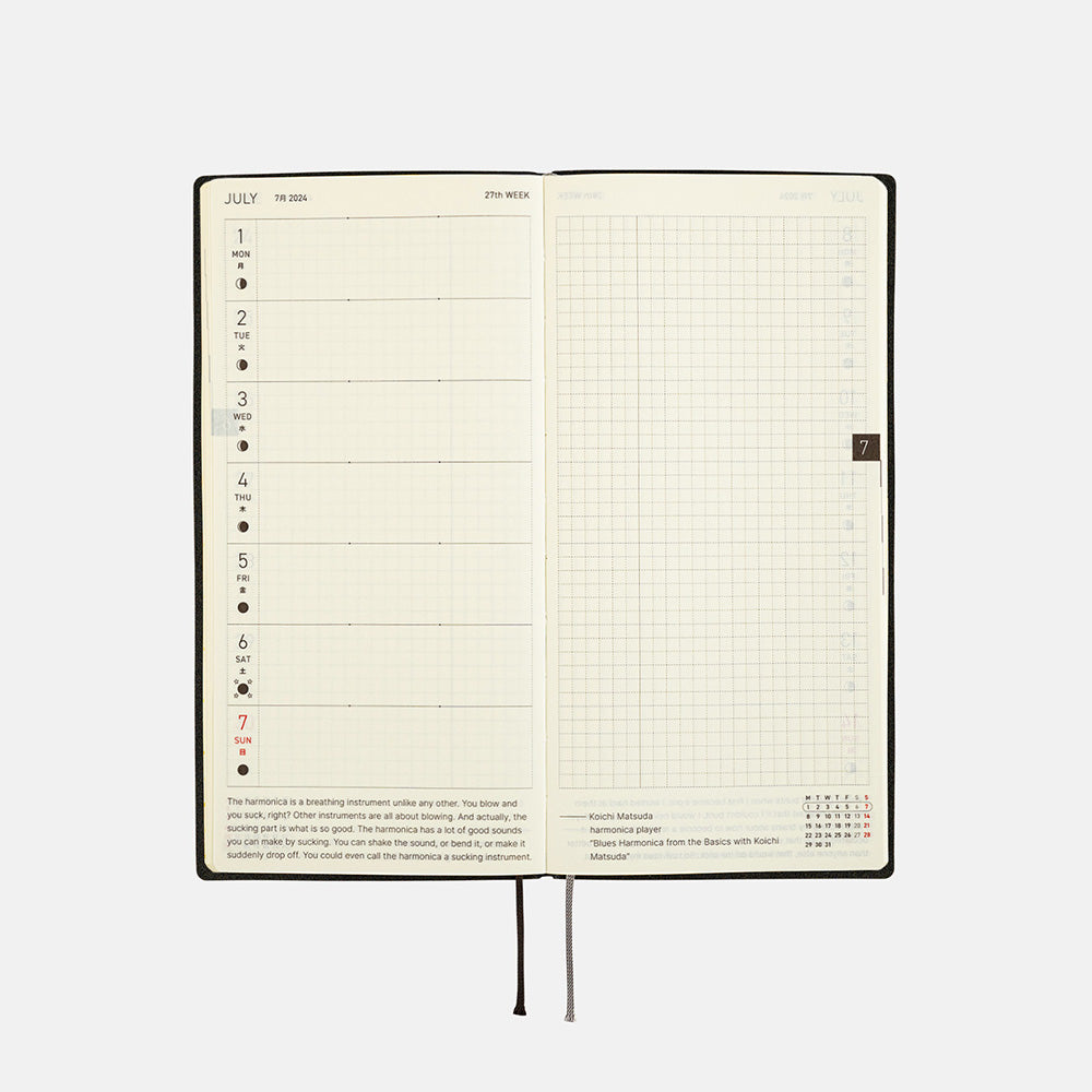 Hobonichi Weeks White Line: Black 2024 ENG
