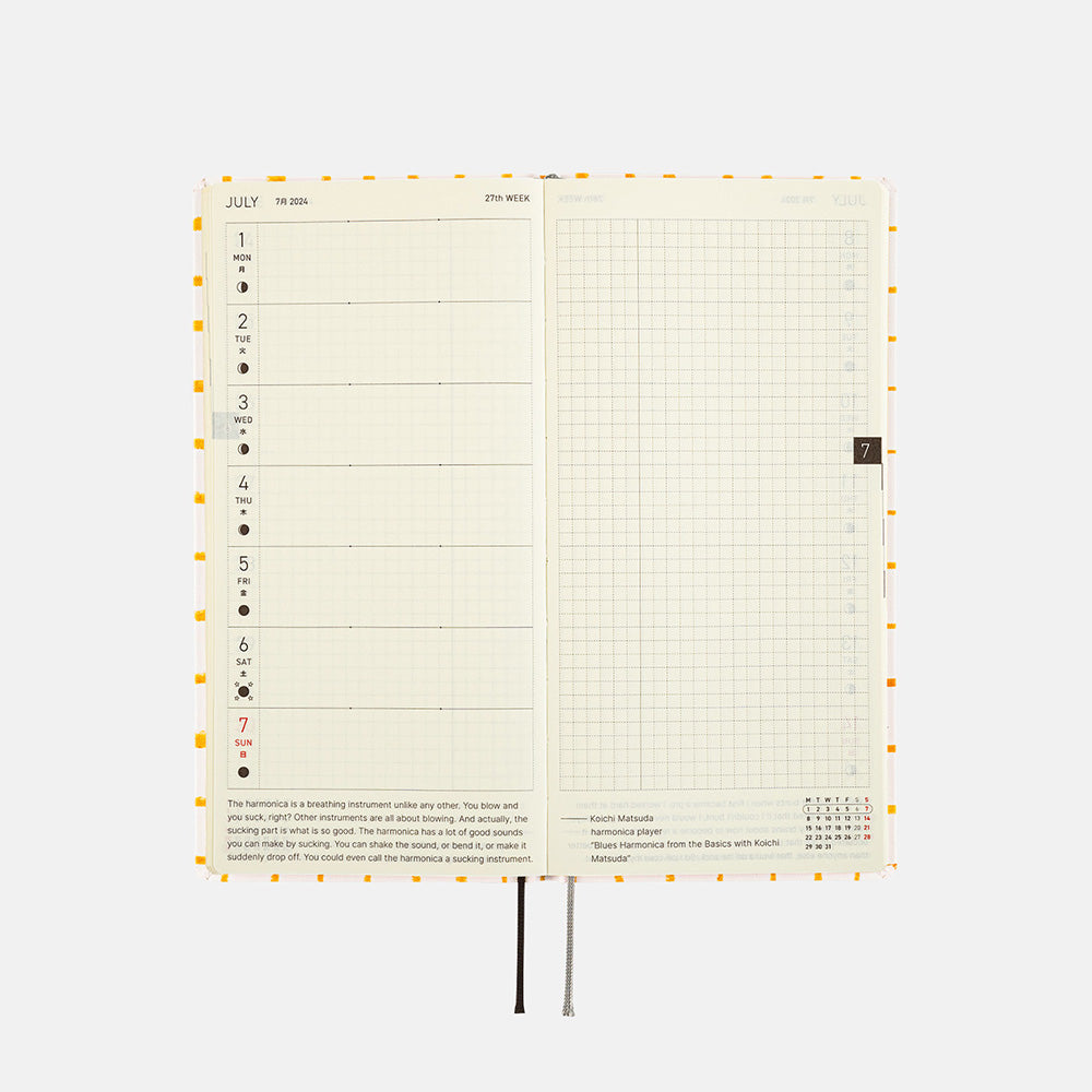 Hobonichi Weeks Jin Kitamura: Love it (Panda) Yellow Plaid 2024 ENG
