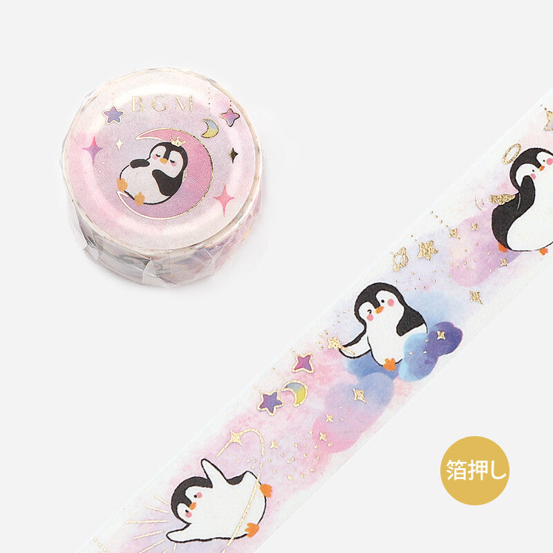20mm Foil Washiteippi Penguin Village Star Moon