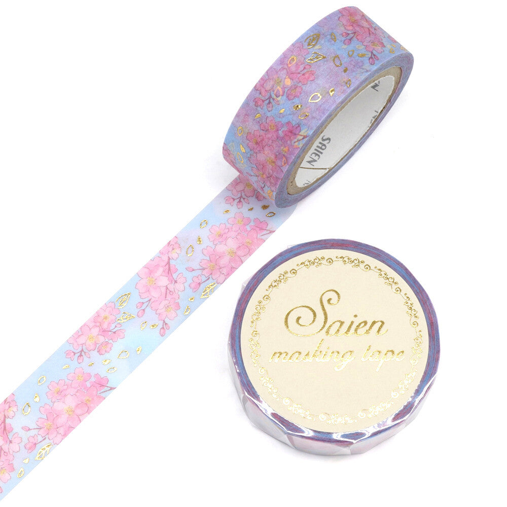 Saien Washiteippi Foil Cherry Blossom Pink and Blue