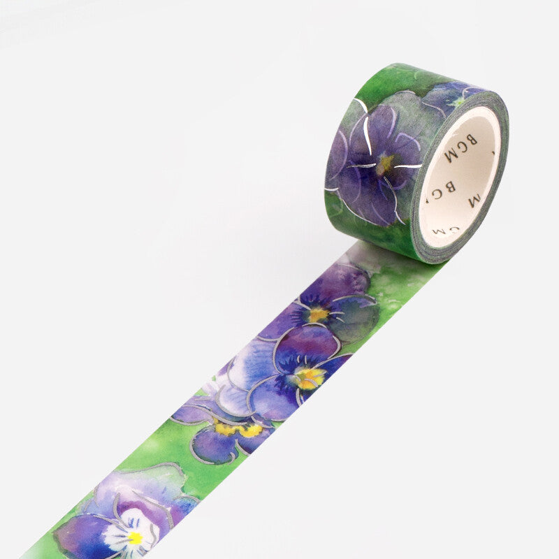 20mm Foil Washiteippi Watercolor Flower Violet