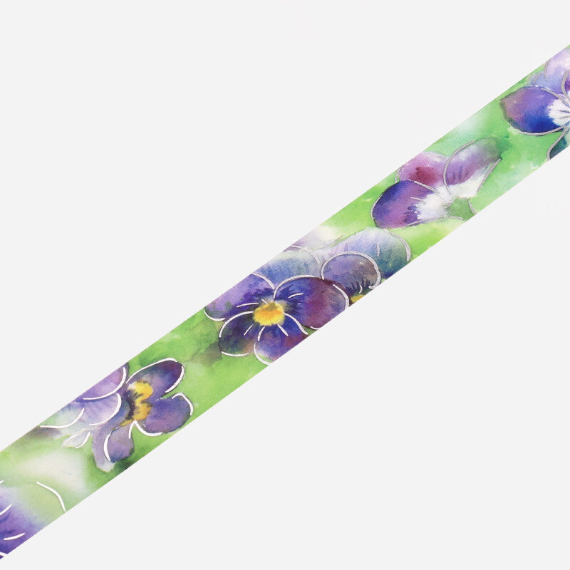 20mm Foil Washiteippi Watercolor Flower Violet