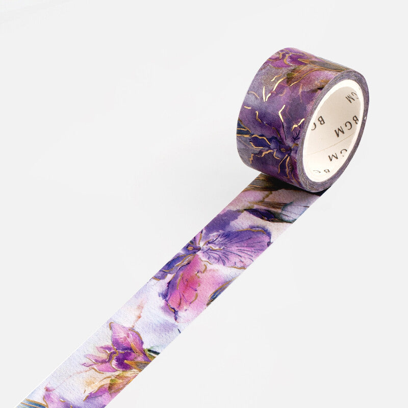 20mm Foil Washiteippi Watercolor Flower Iris