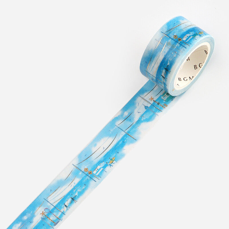 20mm Foil Washiteippi Watercolor Coastal