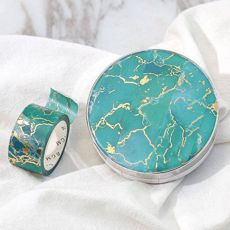 20mm Foil Washiteippi Marble Pattern Sea Green