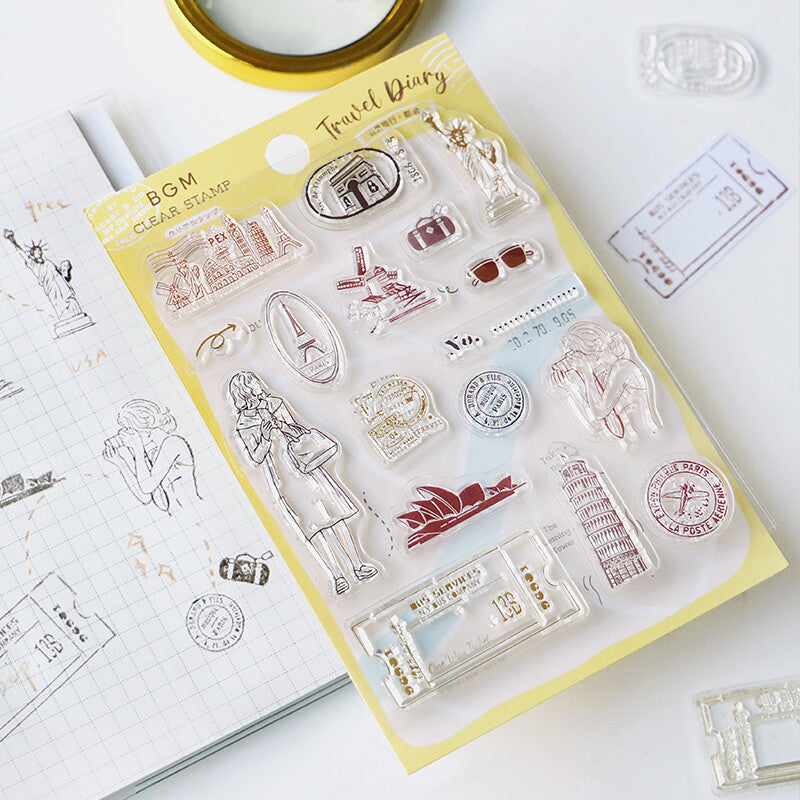 Rubberstamp Set Travel Diary Urban