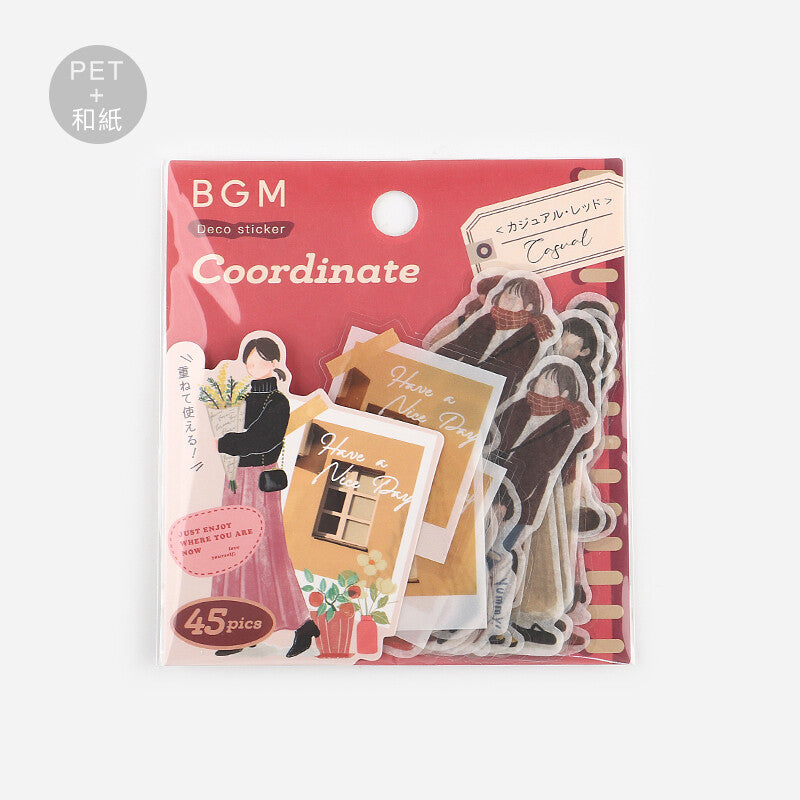 BGM Coordinate Girl Flake Sticker Casual Red