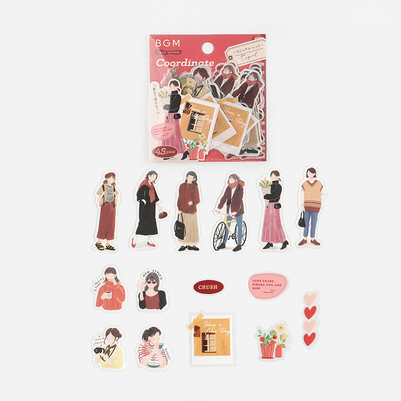BGM Coordinate Girl Flake Sticker Casual Red