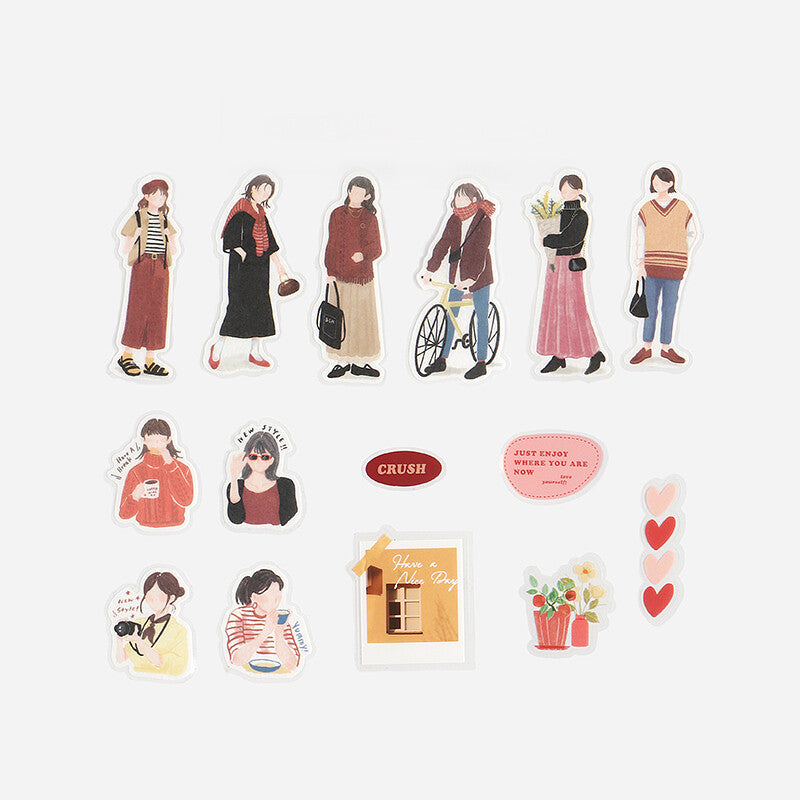 BGM Coordinate Girl Flake Sticker Casual Red