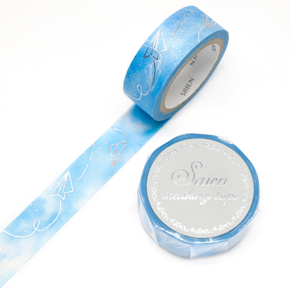 Saien Washiteippi Silver Foil Blue Sky