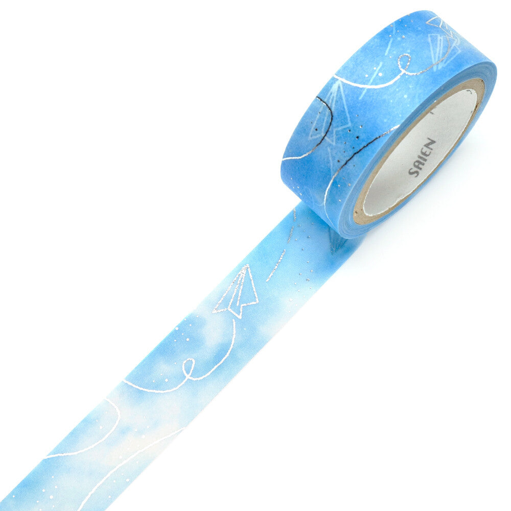 Saien Washiteippi Silver Foil Blue Sky