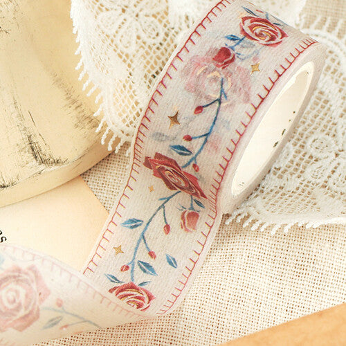 20mm Foil Washiteippi Embroidery Ribbon Rose