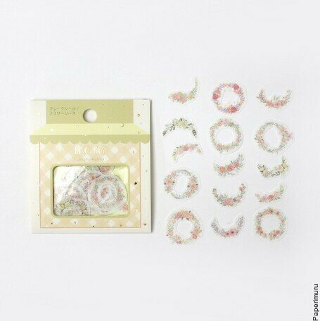 Washi Sticker Flakes Flower Wreath Foil