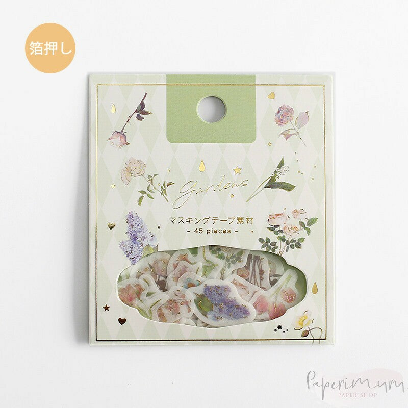 Washi Sticker Flakes Garden Flowers Foil