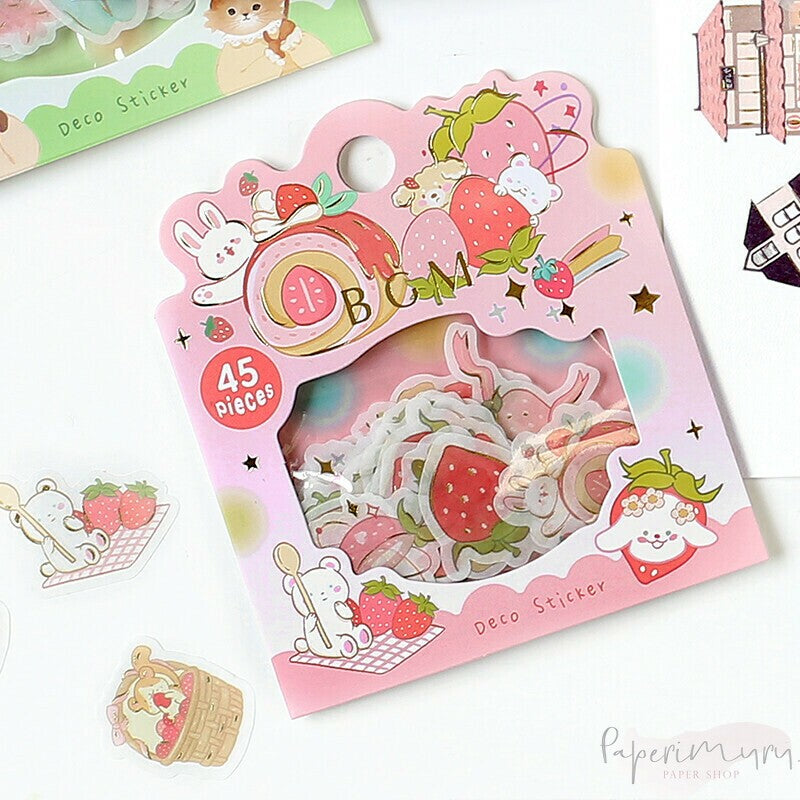 Washi Sticker Flakes Animals Strawberry