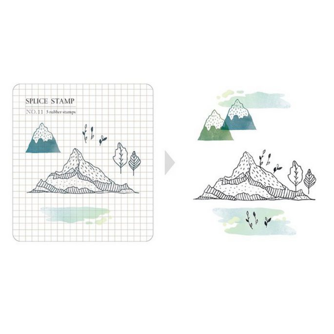 Splice Stamp Rubberstamp Set 1011 Landscape Of Mountains