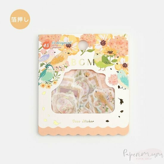 Washi Sticker Flakes Flower Birds Foil