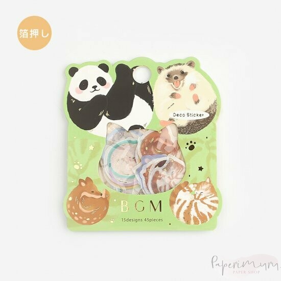 Washi Sticker Flakes Circle Animals Foil