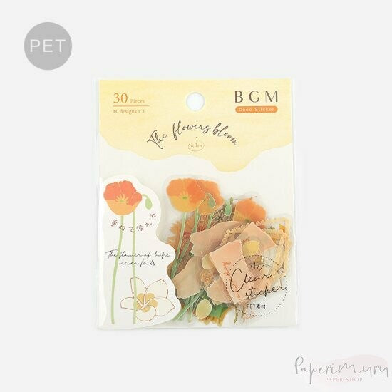 BGM PET Sticker Set Flowers Bloom Yellow