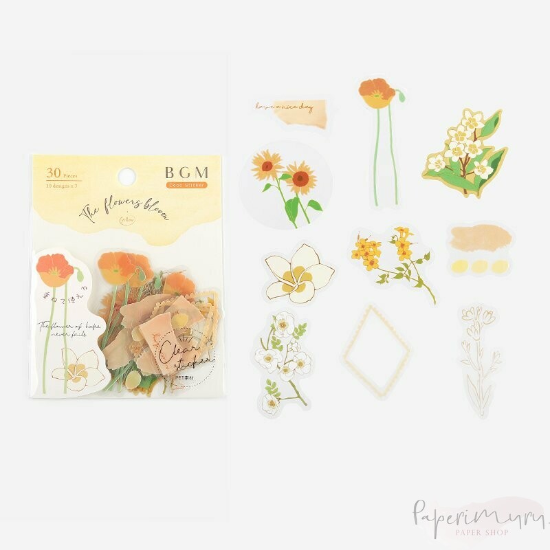 BGM PET Sticker Set Flowers Bloom Yellow