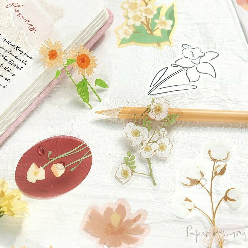 BGM PET Sticker Set Flowers Bloom Yellow