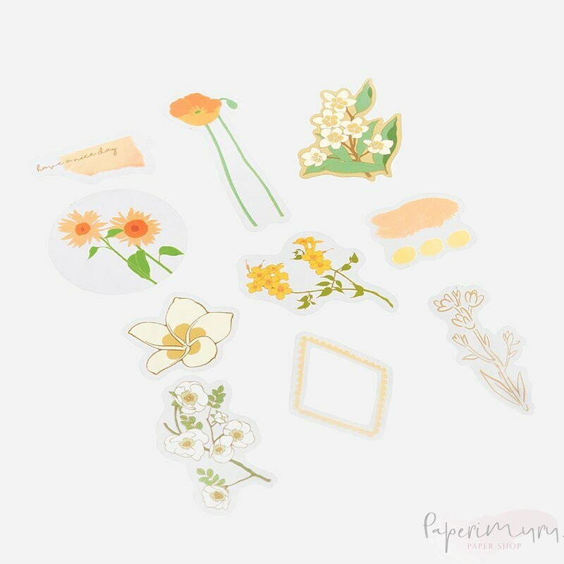 BGM PET Sticker Set Flowers Bloom Yellow