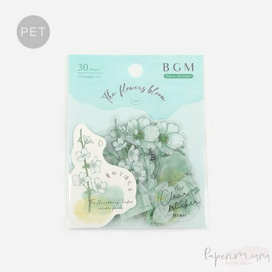 BGM PET Sticker Set Flowers Bloom Mint