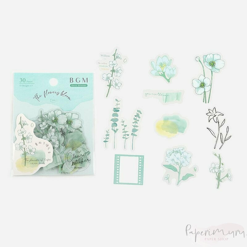 BGM PET Sticker Set Flowers Bloom Mint