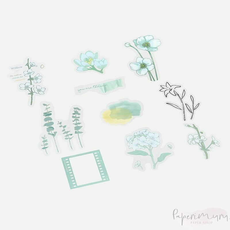 BGM PET Sticker Set Flowers Bloom Mint