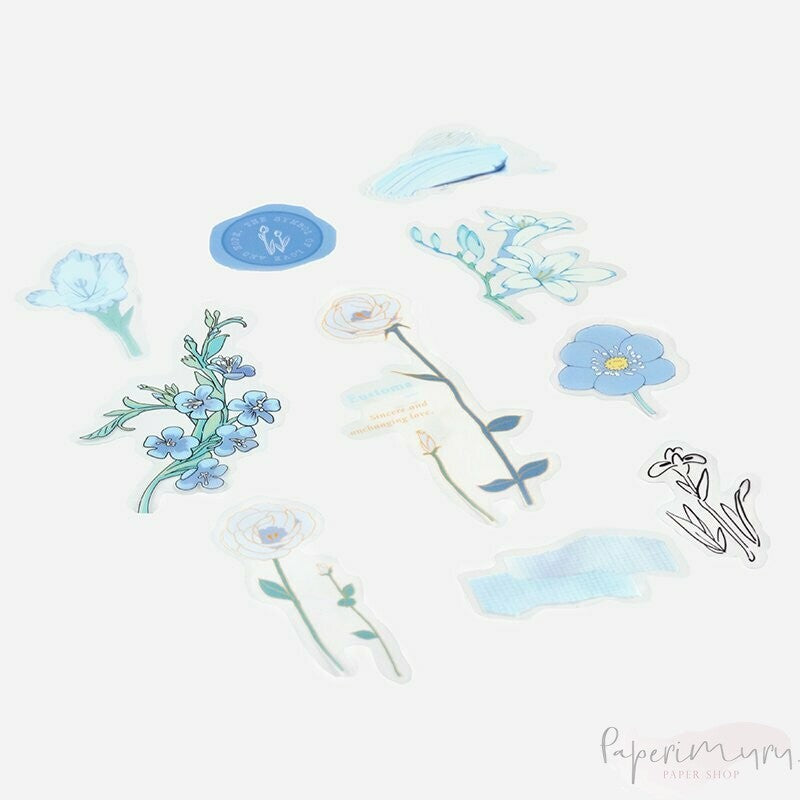 BGM PET Sticker Set Flowers Bloom Blue