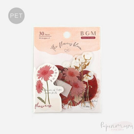 BGM PET Sticker Set Flowers Bloom Red